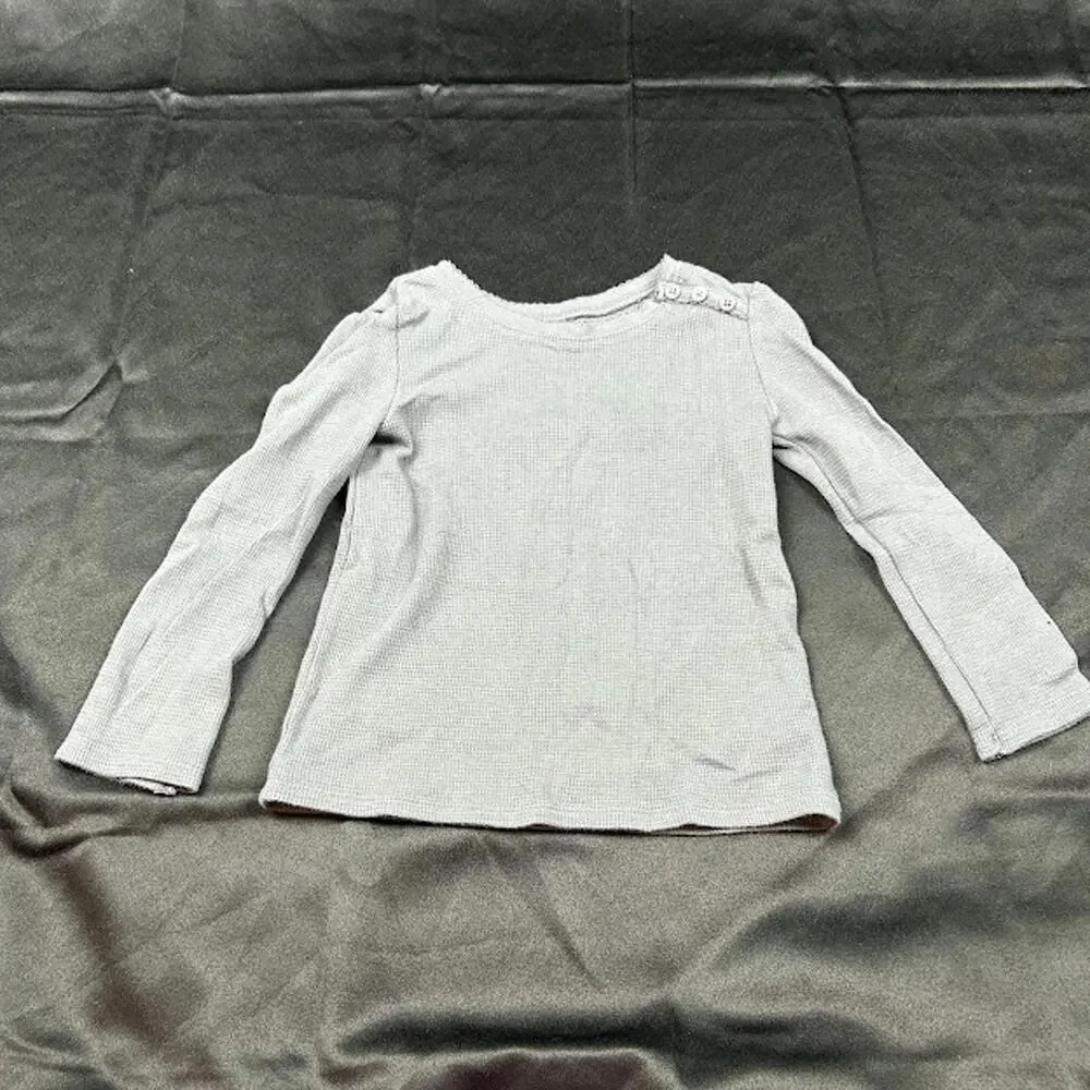 Old Navy Girls Shirt 4T Grey Long‎ Sleeve Shoulder Button EUC